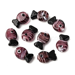 Handmade Lampwork Beads, Fish, Rosy Brown, 19~19.5x12x8.5mm, Hole: 1.2~1.8mm(LAMP-TAC0007-01B)