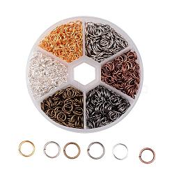 1 Box 6 Color Iron Jump Rings, Open Jump Rings, Mixed Color, 21 Gauge, 6x0.7mm, Inner Diameter: 4.6mm, about 1800pcs/box(IFIN-X0025-6mm-NF-B)