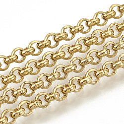 304 Stainless Steel Rolo Chains, Belcher Chain, with Spool, Unwelded, Golden, 3~3.2x1.1mm, about 32.8 Feet(10m)/roll(CHS-S001-02D)