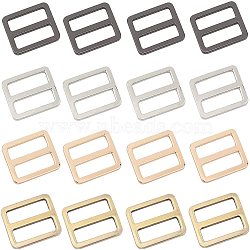 Alloy Slider Buckles, Adjustable Buckle Fasteners, for Strap Leathercraft Bag Belt, Rectangle, Mixed Color, 26x31.5x3mm, 4colors, 6pcs/color, 24pcs/box(PALLOY-NB0001-65)