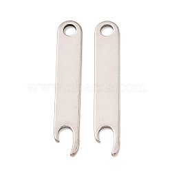 201 Stainless Steel Big Pendants, Rectangle with Round Charms, Stamping Blank Tag, Stainless Steel Color, 57.5x10x1.5mm, Hole: 5mm, about 2pcs/set(SA-CBAE507-01E-P)