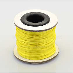 Macrame Rattail Chinese Knot Making Cords Round Nylon Braided String Threads, Satin Cord, Yellow, 1mm, about 32.8 yards(30m)/roll(NWIR-O001-18)