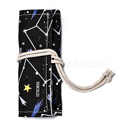 Handmade Canvas Pencil Roll Wrap 12 Holes, Multiuse Roll Up Pencil Case, Pen Curtain, for Coloring Pencil Holder Organizer, Star Pattern, 20.2x22.2x0.4cm(ABAG-B002-14)