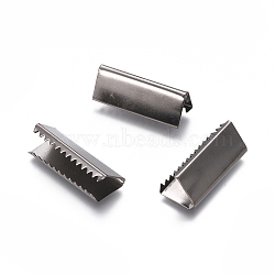 Iron Ribbon Crimp Ends, Crimp End Findings, Gunmetal, 6.8x25mm(IFIN-WH0051-80-B)