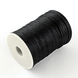 Polyester Cords, Black, 2mm, about 98.42 yards(90m)/roll(NWIR-R019-120)