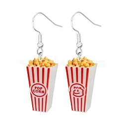 Acrylic Food Model Dangle Earrings, Jewely for Women, Red, Popcorn, 40~50mm(PW-WG51A76-08)