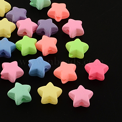 Star Spray Painted Fluorescent Acrylic Beads, Mixed Color, 11x12x6mm, Hole: 2mm(X-MACR-R554-13)