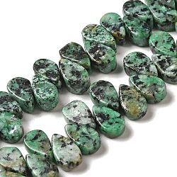 Synthetic African Turquoise(Jasper) Beads Strands, Teardrop, Top Drilled, 9~10x5~5.5x3.5~4mm, Hole: 0.7mm, about 40~48pcs/strand, 7.09~7.28''(18~18.5cm).(G-B064-B50)
