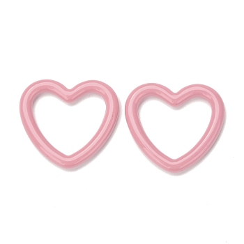 Opaque Acrylic Linking Rings, Heart, Pink, 27x30x3.5mm, Inner Diameter: 21x21.5mm