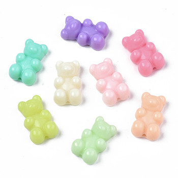 Opaque Acrylic Beads, Bear, Mixed Color, 18x11x7mm, Hole: 1.6mm