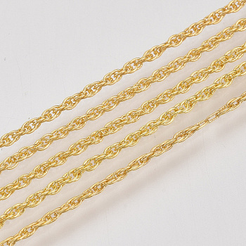Soldered Brass Covered Iron Rope Chains, with Spool, Golden, 2.5x1.5x0.2mm, about 328.08 Feet(100m)/roll