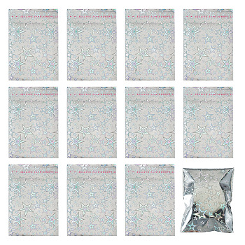 OPP Cellophane Storage Bags, Self Seal Bags, Rectangle with Star, Silver, 8.8~11.2x7x0.01cm