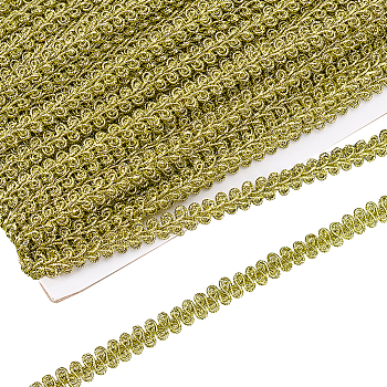 Sparkle Metallic Polyester Braided Lace Trim, Sewing Centipede Lace Ribbon, for Clothes Accessories and Curtains Accessories, Green Yellow, 3/8 inch(10mm), about 27.34 Yards(25m)/Card
