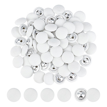 100Pcs Cloth Shank Buttons, with Zinc Alloy Finding, Flat Round, for Overcoat Garment Accessories, White, 14x7mm, Hole: 2x2mm