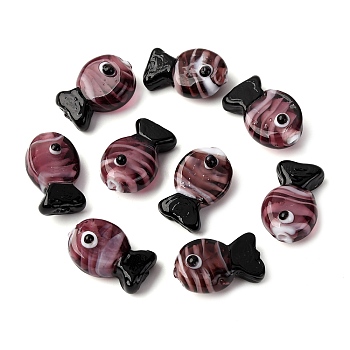 Handmade Lampwork Beads, Fish, Rosy Brown, 19~19.5x12x8.5mm, Hole: 1.2~1.8mm