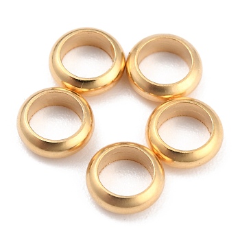 Rack Plating Brass Spacer Beads, Long-Lasting Plated, Flat Round, Real 24K Gold Plated, 6x2.5mm, Hole: 4mm