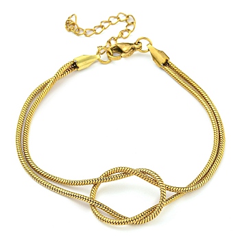 PVD Vacuum Plating 304 Stainless Steel 2-Strand Round Snake Chain Bracelets, Golden, 7.20 inch(18.3cm)