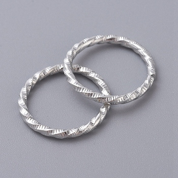 Iron Textured Jump Rings, Open Jump Rings, for Jewelry Making, Silver, 19.5x1mm, 18 Gauge, Inner Diameter: 16mm, 1000pcs/bag