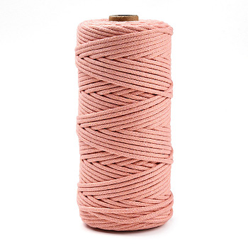 Cotton String Threads, Macrame Cord, Decorative String Threads, for DIY Crafts, Gift Wrapping and Jewelry Making, Light Salmon, 3mm, about 109.36 Yards(100m)/Roll.