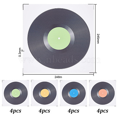 4 Sheets 4 Colors Square Plastic Vinyl Records Waterproof Decorative Stickers(DIY-WH0349-146)-2