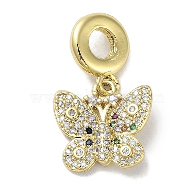 Clear Butterfly Brass+Cubic Zirconia Dangle Charms