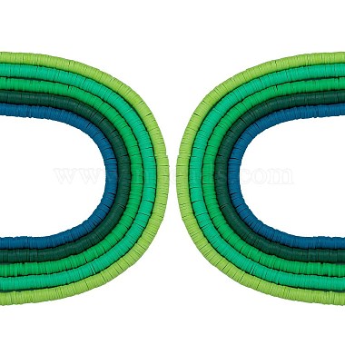 Green Flat Round Polymer Clay Beads