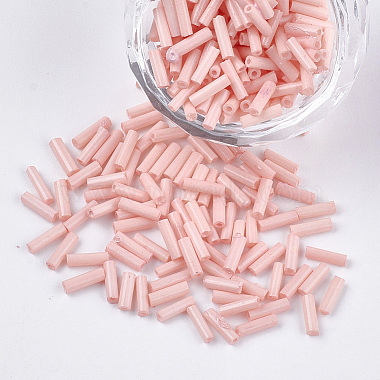 6mm Pink Round Bugle Glass Beads