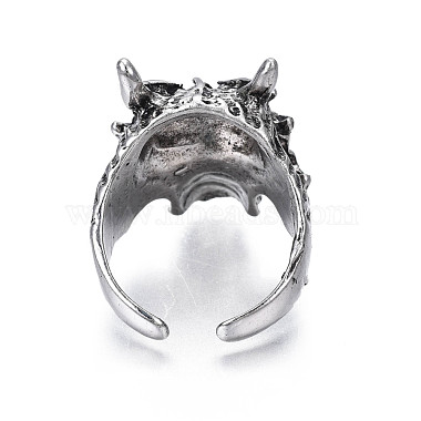 Anillo de puño abierto de aleación de calavera punk gótica para hombres y mujeres(RJEW-T009-60AS)-3