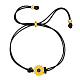 Daisy Flower Alloy Enamel Link Slider Bracelets(IP6266-1)-1