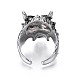 Anillo de puño abierto de aleación de calavera punk gótica para hombres y mujeres(RJEW-T009-60AS)-3