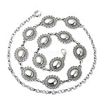Oval Link Chain Waist Chains, Alloy Chain Belt for Skirt Dress Overcoat Accessories, Antique Silver, 26-1/4 inch(66.7cm)(AJEW-CJC0006-03AS)