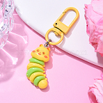 Resin Pendants Decoration, Caterpillar, with Alloy Swivel Clasps, Gold, 67mm(HJEW-YW00087-02)