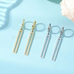 2 Pairs 201 Stainless Steel Leverback Earrings, Hollow Rectangle, with Brass Earring Findings, Platinum & Golden, 44x4mm(EJEW-JE06912)
