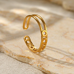 Ring 201 Stainless Steel Cuff Rings for Women, Golden, Inner Diameter: 18mm(FS-WG26F46-03)