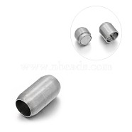 Matte 304 Stainless Steel Barrel Magnetic Clasps with Glue-in Ends, Stainless Steel Color, 22x13mm, Hole: 9mm(STAS-E089-06F)