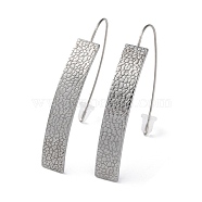 304 Stainless Steel Dangle Earrings for Women, Curved Rectangle, Stainless Steel Color, 46.5x7mm(EJEW-D085-01P-04)