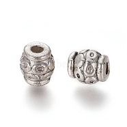 Tibetan Style Alloy Beads, Lead Free & Nickel Free & Cadmium Free, Barrel, Antique Silver, about 6mm in diameter, 6mm long, hole: 2mm(X-LF0315Y-NF)