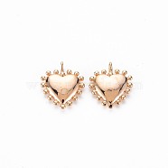 Brass Charms, Nickel Free, Heart, Real 18K Gold Plated, 14x12x2.5mm, Hole: 1.4mm(KK-S356-676)
