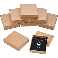 Kraft Paper Cardboard Jewelry Set Box, Earring & Necklace & Ring Box, Rectangle, BurlyWood, 13x11x3cm, 8pcs/set(CBOX-BC0001-11)