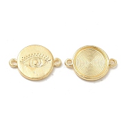 Alloy Connector Charms, Flat Round Links with Eye, Nickel, Light Gold, 15.5x21.5x2mm, Hole: 1.6mm(FIND-H039-28KCG)