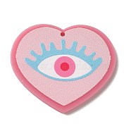 Valentine's Day Printed Heart Theme Acrylic Pendants, Eye, 32x37.5x2.5mm, Hole: 1.6mm(OACR-B015-01B-01)