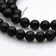 Round Natural Black Onyx Beads Strands, Dyed & Heated, 6mm, Hole: 1mm, about 61pcs/strand, 15.7 inch(G-N0120-26-6mm)