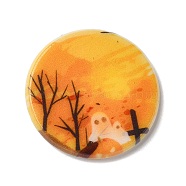 Halloween Series Acrylic Cbabochons, Dark Orange, Ghost, 25x3mm(OACR-M012-10)