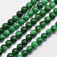 Natural Malaysia Jade Beads Strands, Round, Dyed, Dark Green, 6mm, Hole: 0.8mm, about 64pcs/strand, 15 inch(G-A146-6mm-B04)