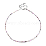 Glass Beaded Necklace, with Alloy Clasps, White, 16.10 inch(40.9cm)(NJEW-Z029-05K)