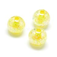 Crackle Style Acrylic Beads, AB Colour, Inside Color, Round, Yellow, 18mm, Hole: 4mm, about 150pcs/500g(MACR-S825-18mm-A)