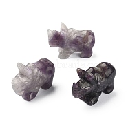 Natural Amethyst Carved Healing Rhinoceros Figurines, Reiki Stones Statues for Energy Balancing Meditation Therapy, 52~58x21.5~24x35~37mm(DJEW-M008-02H)