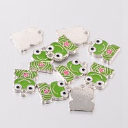 Alloy Enamel Pendants, Frog, Lead Free and Cadmium Free, Platinum, Colorful, about 16.5mm long, 12.5mm wide, 1mm thick, hole: 2mm(X-EA218Y)