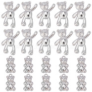 SUNNYCLUE 48Pcs 2 Styles Alloy Pendants, Cadmium Free & Nickel Free & Lead Free, Bear Charm, Platinum, 18~26x10~17x5~5.5mm, Hole: 1.4~4mm, 24pcs/style(FIND-SC0003-83)