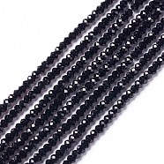 Natural Black Spinel Beads Strands, Faceted, Rondelle, 3x2mm, Hole: 0.5mm, about 185pcs/strand, 15.16 inch(38.5cm)(G-L581B-001)